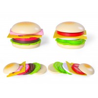 Hamburger de jucarie set 2 hamburgeri din lemn cu ingrediente - Kitchen Role Play